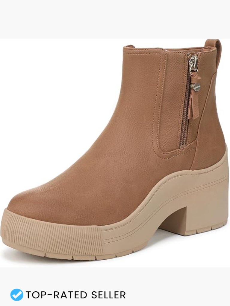 Ankle Booties With Side Zip Sustainable Faux Leather Block Heel Casual